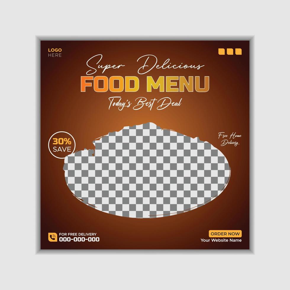 Food menu social media post banner template restaurant instagram post design vector