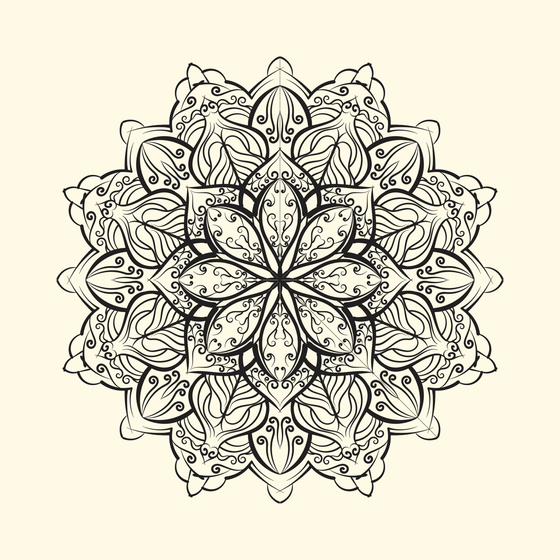 Round gradient mandala on white isolated background. Vector boho mandala.  Mandala with floral patterns. Yoga template 13221487 Vector Art at Vecteezy