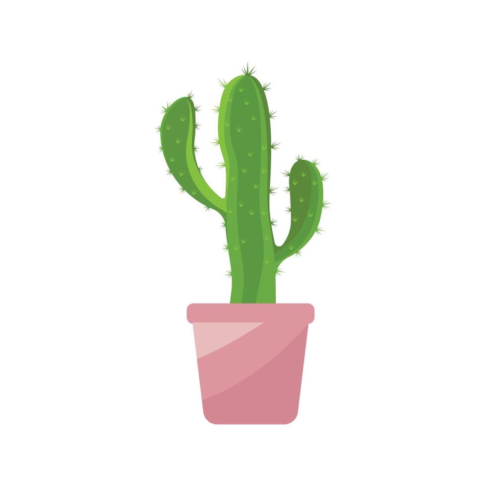 Cactus in flowerpot logo Vector illustration