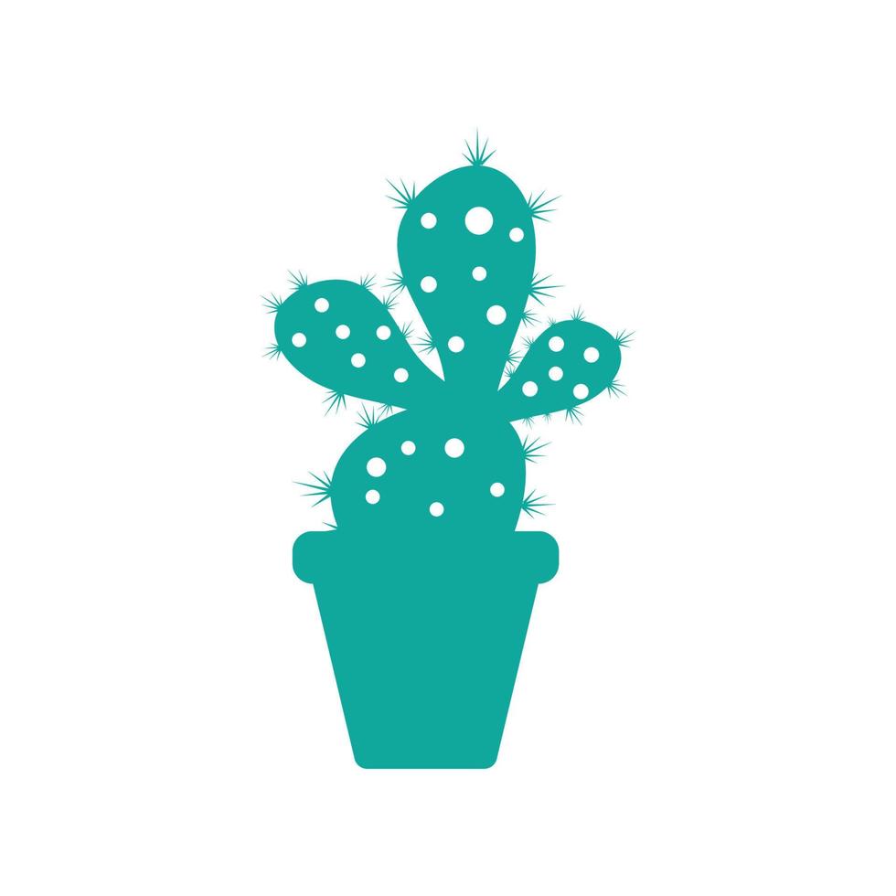 Cactus in flowerpot logo Vector illustration