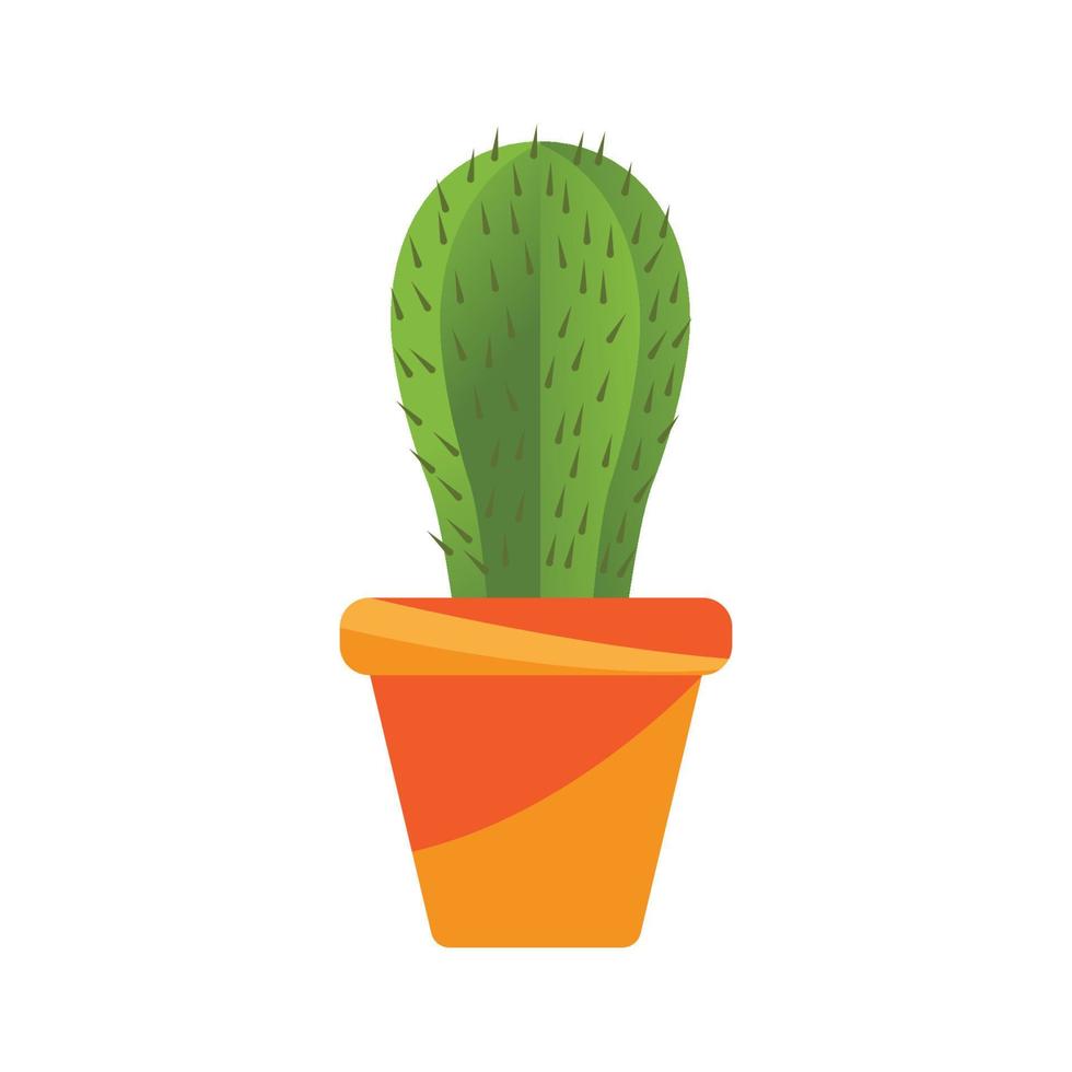 Cactus in flowerpot logo Vector illustration