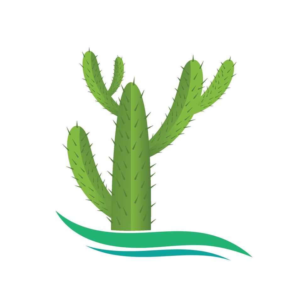 Cactus in flowerpot logo Vector illustration