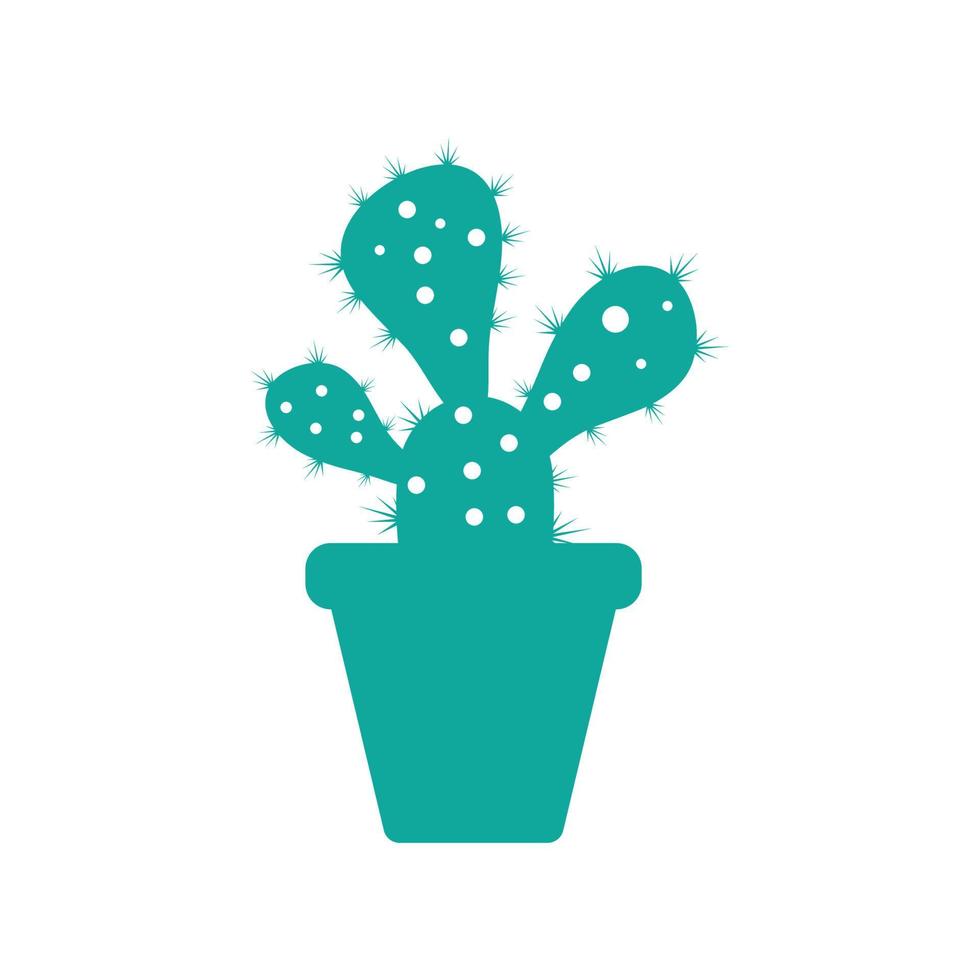 cactus en la ilustración de vector de logotipo de maceta