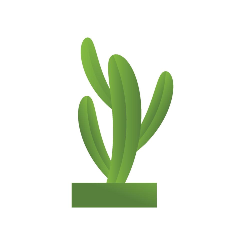 Cactus in flowerpot logo Vector illustration