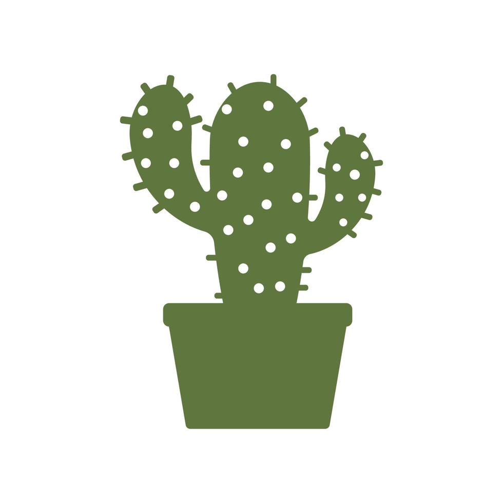 cactus en la ilustración de vector de logotipo de maceta