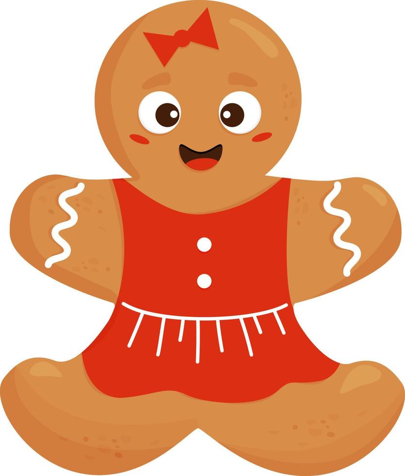 lindo hombre de pan de jengibre de navidad niña vector