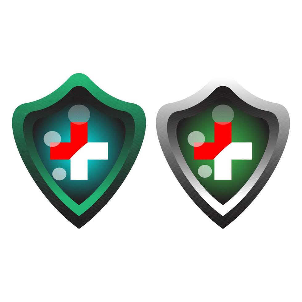 símbolo de salud, logotipo del icono del escudo de seguridad vector