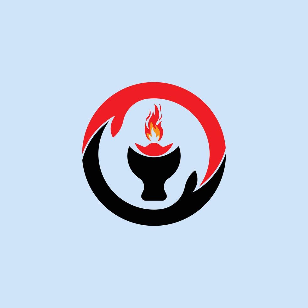 logotipo de mano y caja de fuego vector