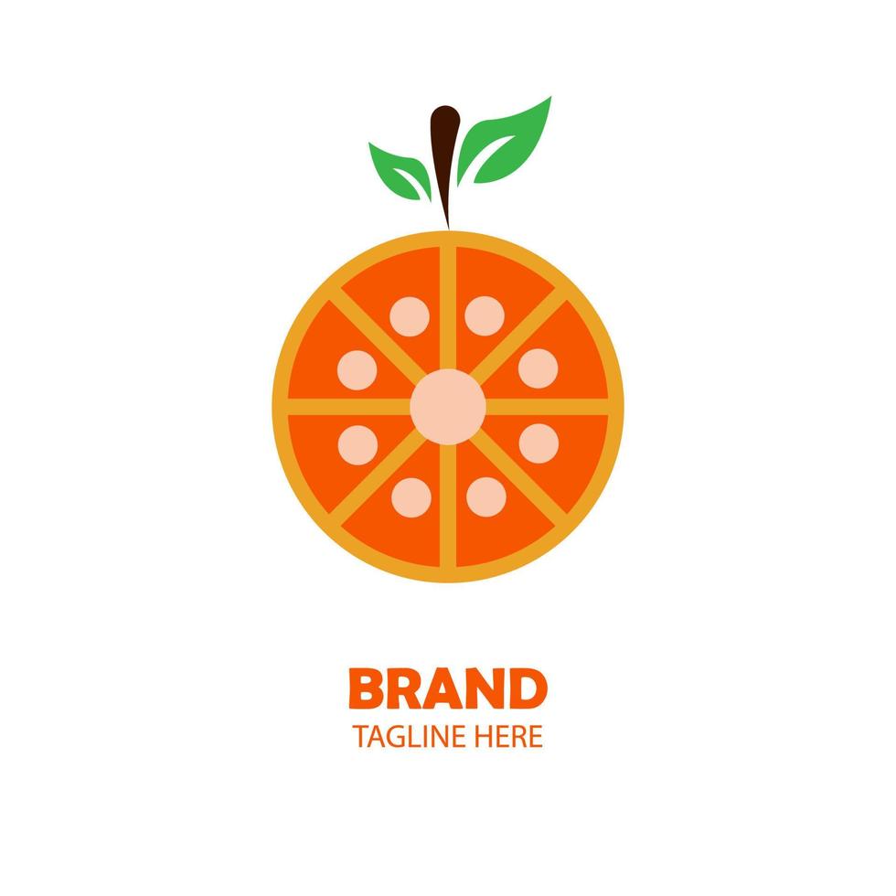 medio logotipo de icono de fruta naranja amarilla vector