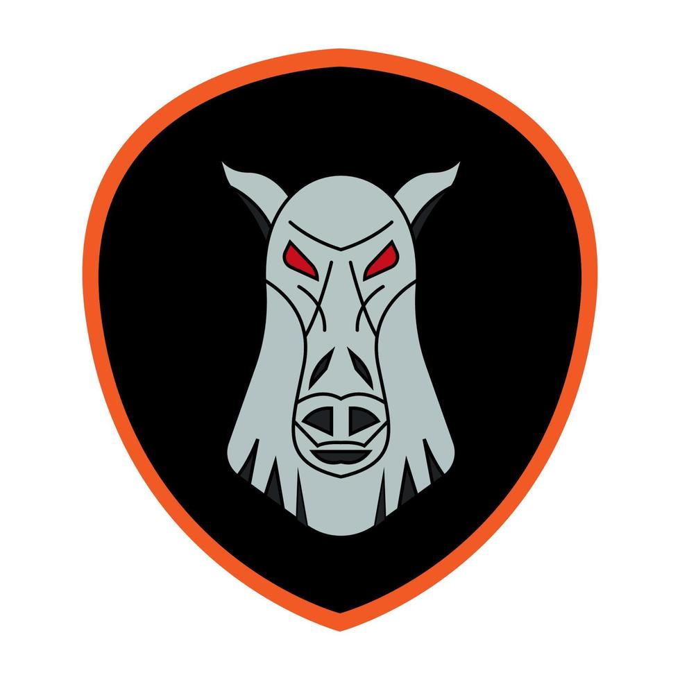 illustration of a horse's head in a shield icon logo vector