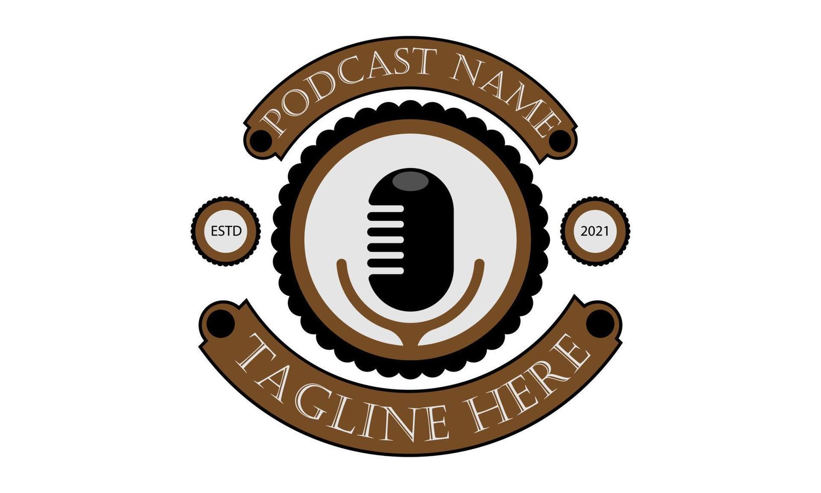 illustration of black microphone in circle icon logo vector
