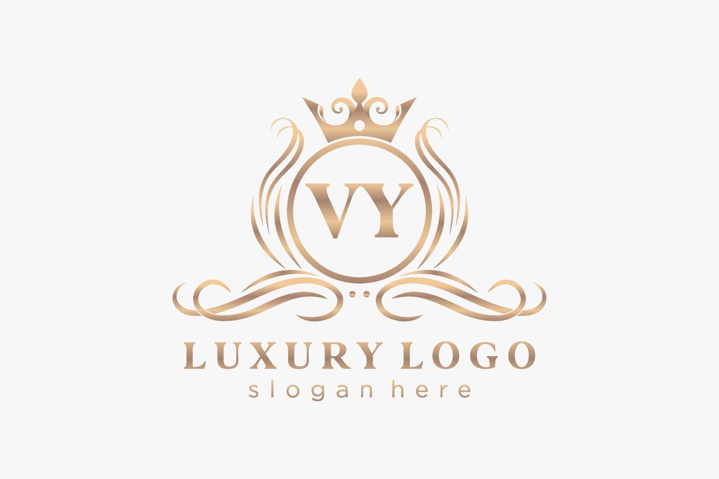 plantilla de logotipo de lujo real de letra vy inicial en arte vectorial para restaurante, realeza, boutique, cafetería, hotel, heráldica, joyería, moda y otras ilustraciones vectoriales. vector