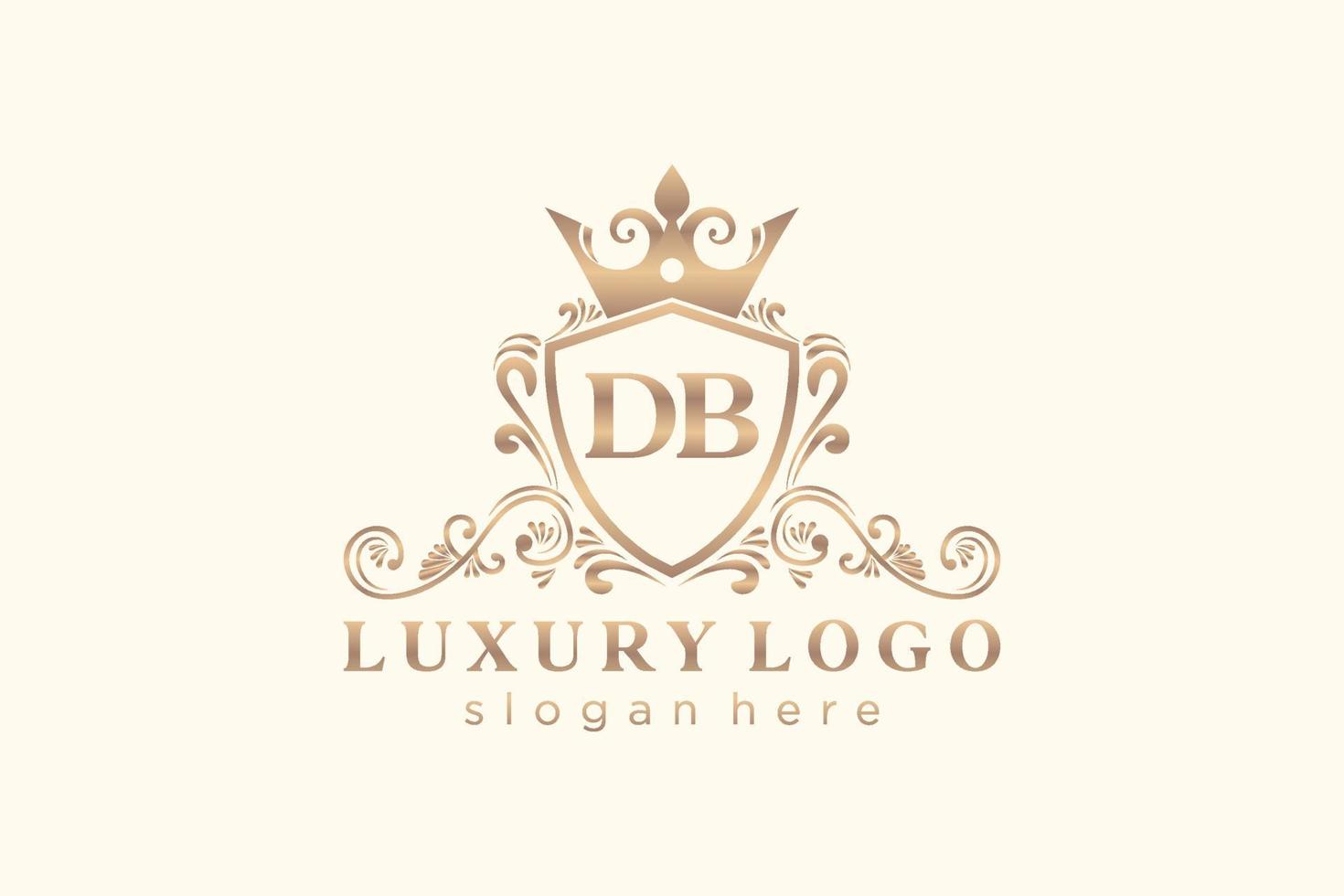 Initial DB Letter Royal Luxury Logo template in vector art for Restaurant, Royalty, Boutique, Cafe, Hotel, Heraldic, Jewelry, Fashion and other vector illustration.