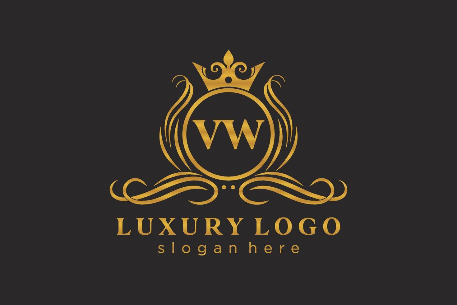 Initial VW Letter Royal Luxury Logo template in vector art for Restaurant, Royalty, Boutique, Cafe, Hotel, Heraldic, Jewelry, Fashion and other vector illustration.