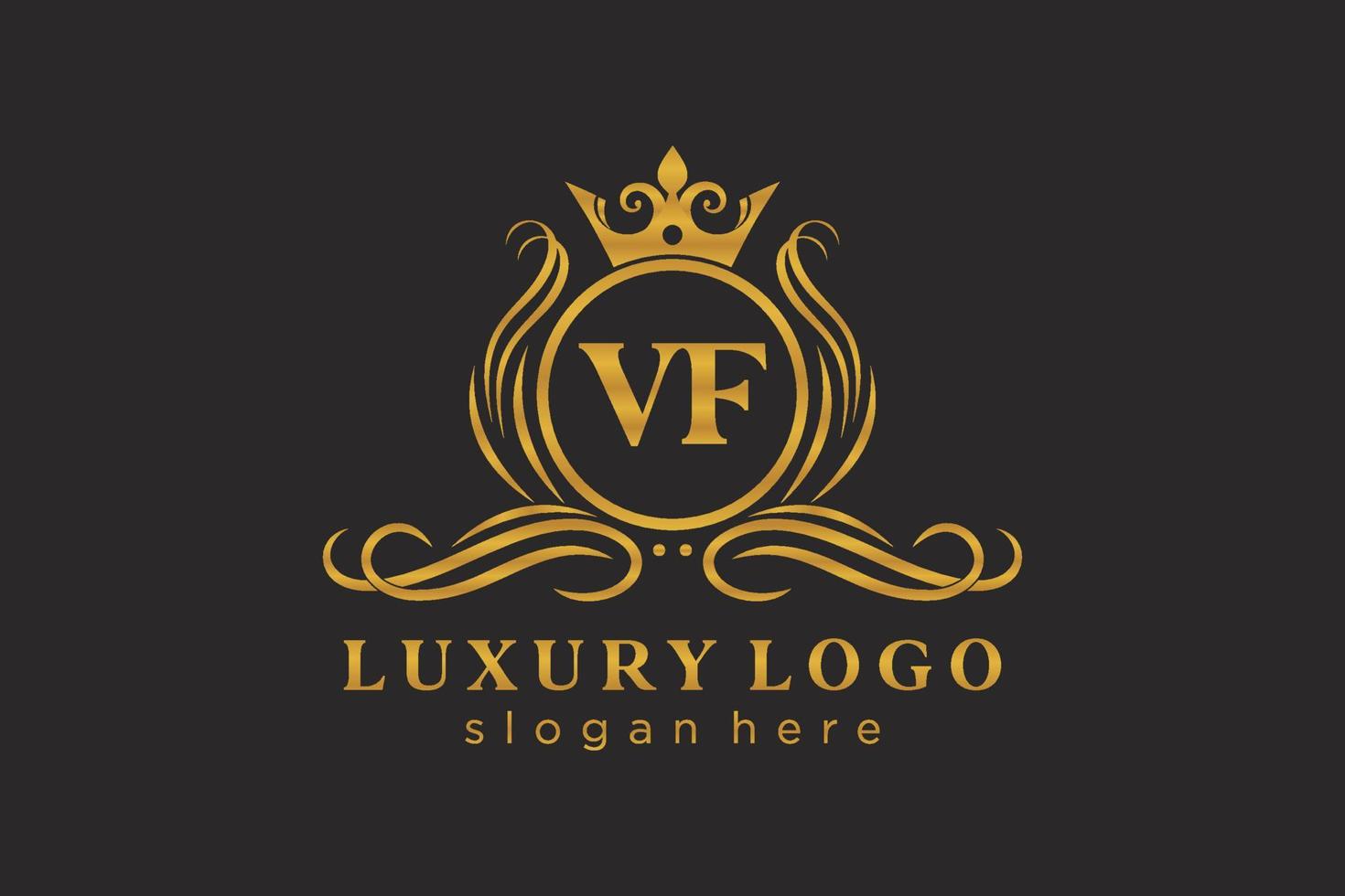 Initial VF Letter Royal Luxury Logo template in vector art for Restaurant, Royalty, Boutique, Cafe, Hotel, Heraldic, Jewelry, Fashion and other vector illustration.