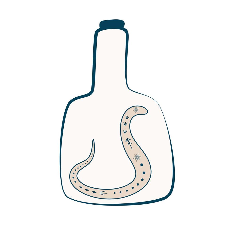 decorated snake inside the glass jar vector