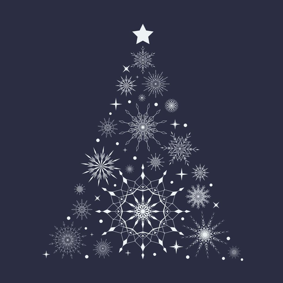 snowflakes Christmas tree form vector