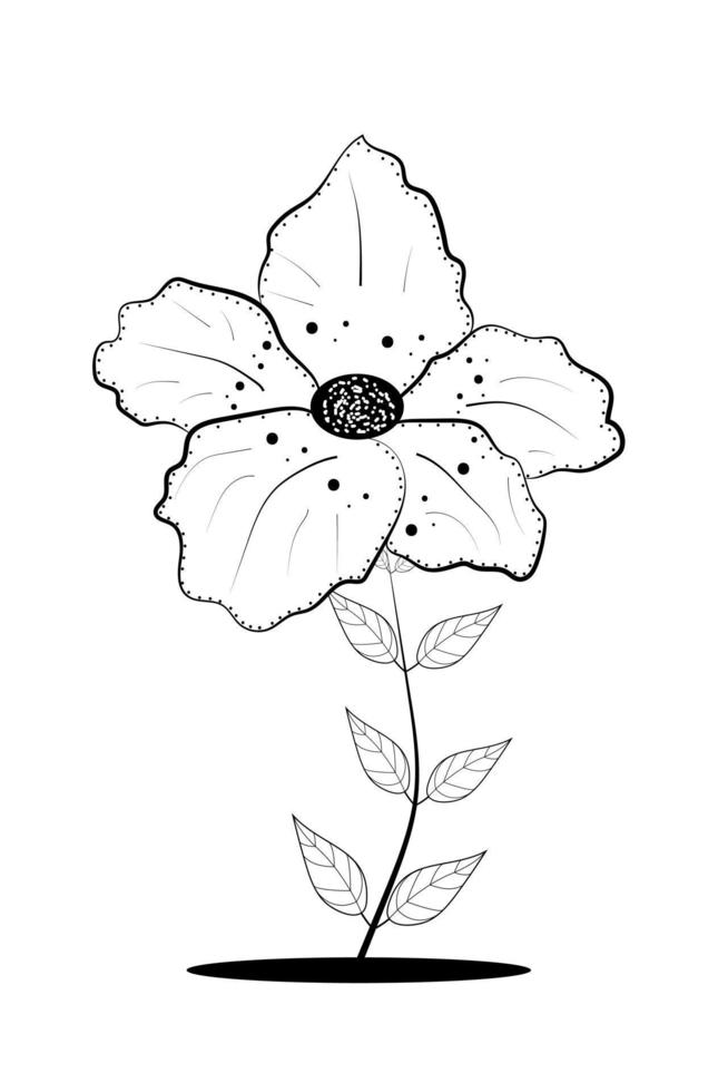 dibujo lineal negro minimalista flor aislada sobre fondo blanco ilustración vectorial vector