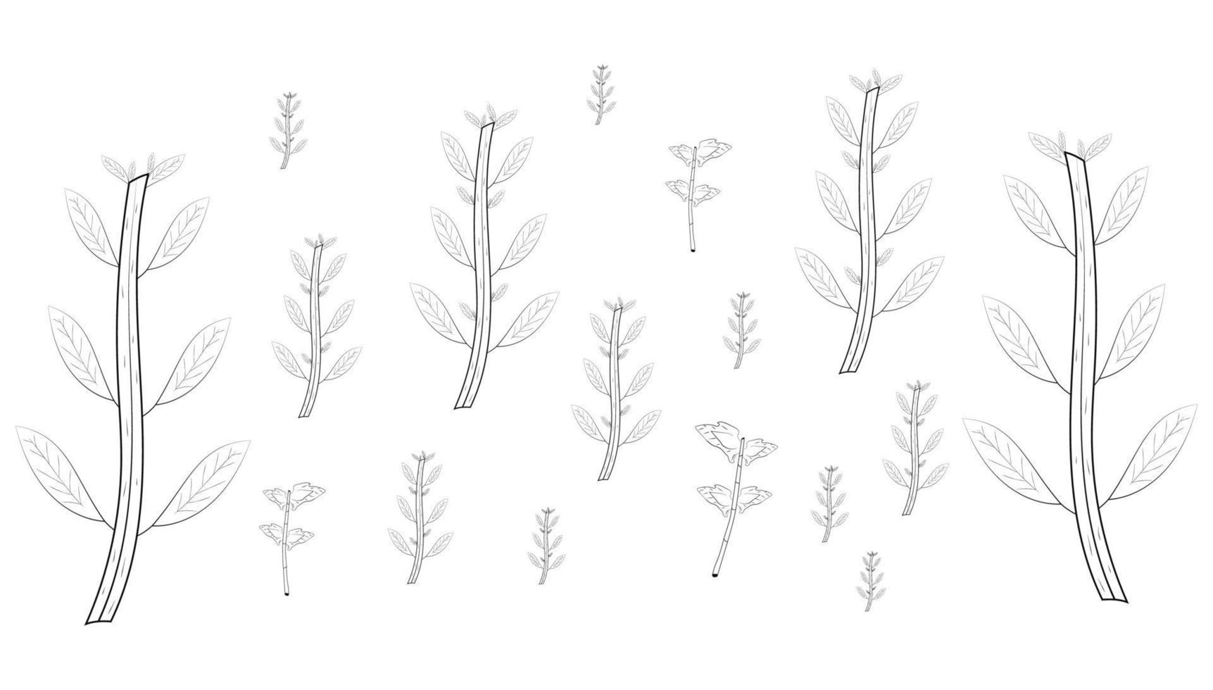 leaf natural line sketch graphic element vector