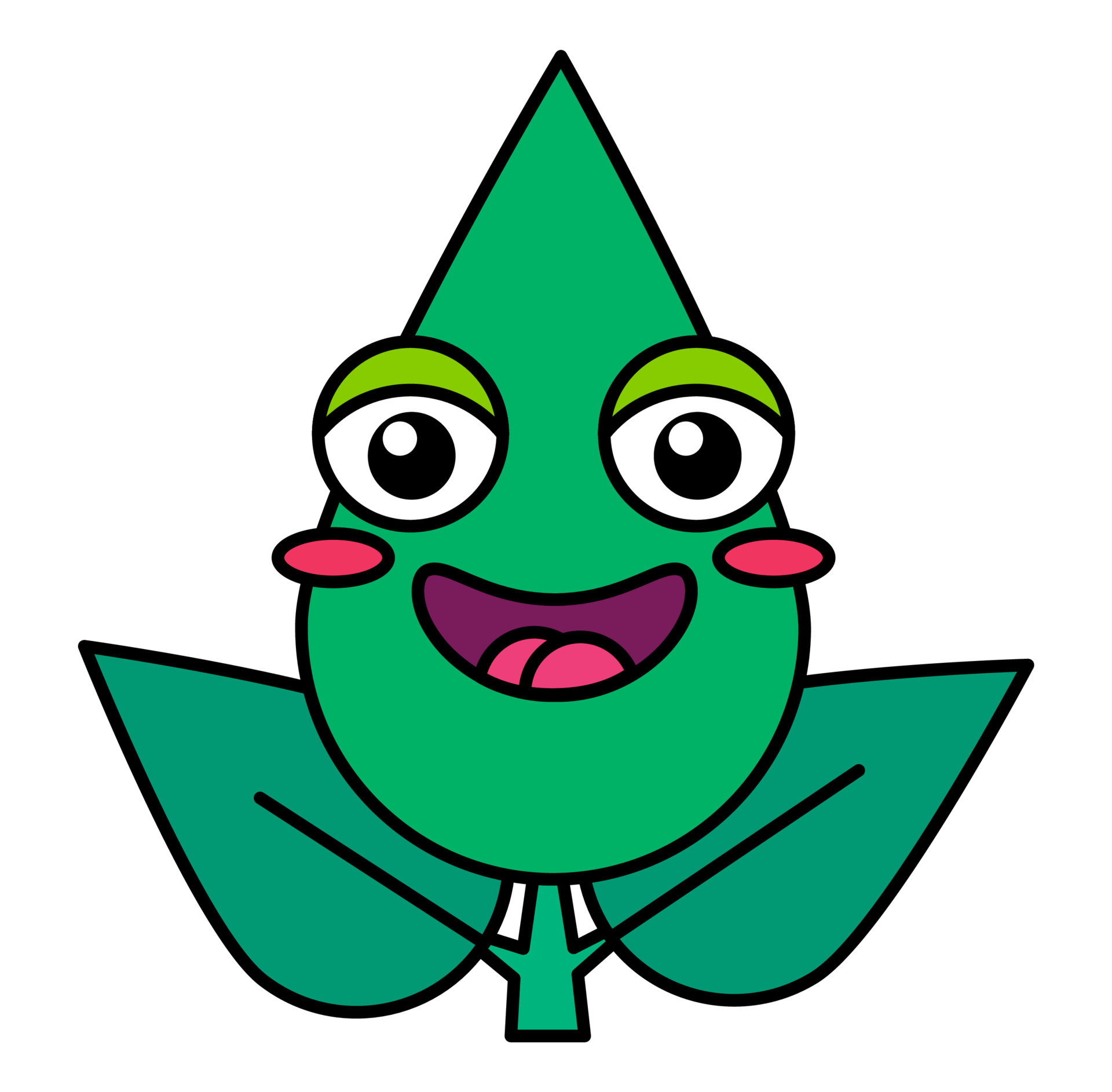 Green leaf smiling face vector emoticon icon 13222247 Vector Art at