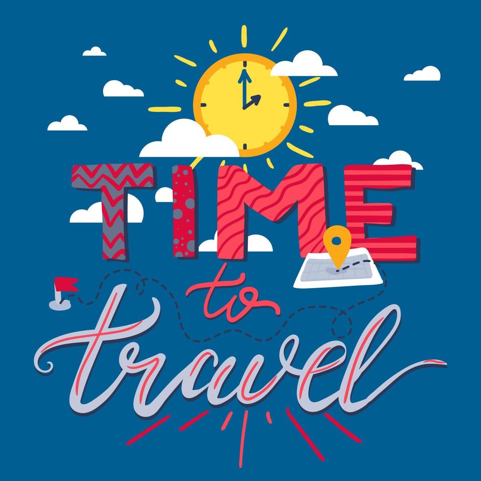 Time To Travel Lettering vector