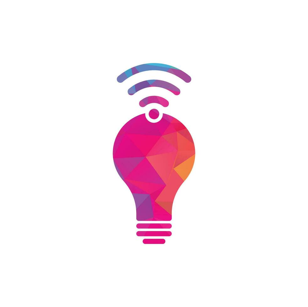 Wifi bulb logo vector design illustration. Lightbulb logo design combined with wifi symbol vector