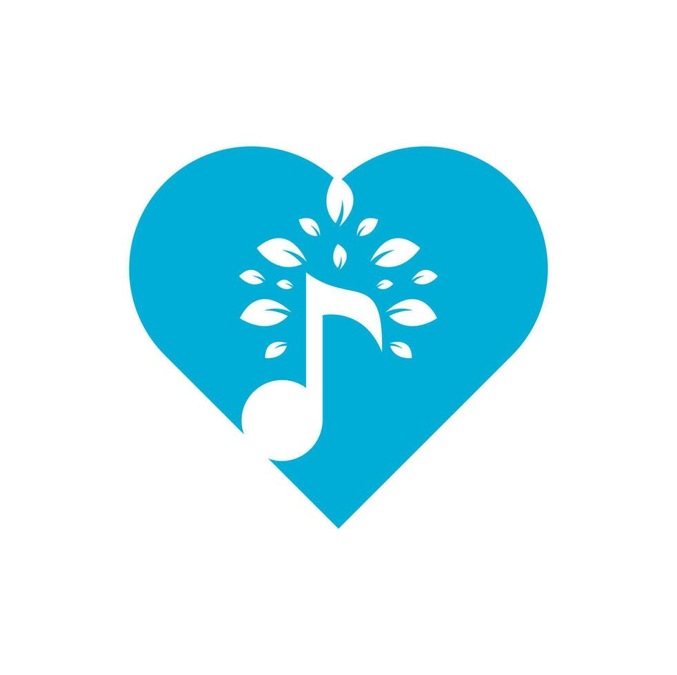 Music tree heart shape concept logo design. Music and eco symbol or icon. music note icon combine with tree shape icon vector