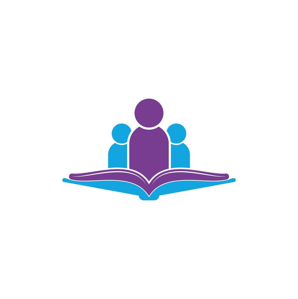 Book and people logo concept. Education logo, people and book icon. vector