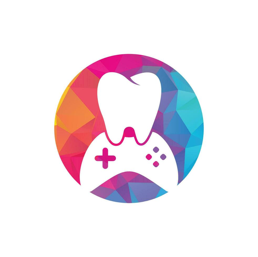 diseño del icono del logotipo del juego dental. diseño de logotipo vectorial de diente y consola. vector