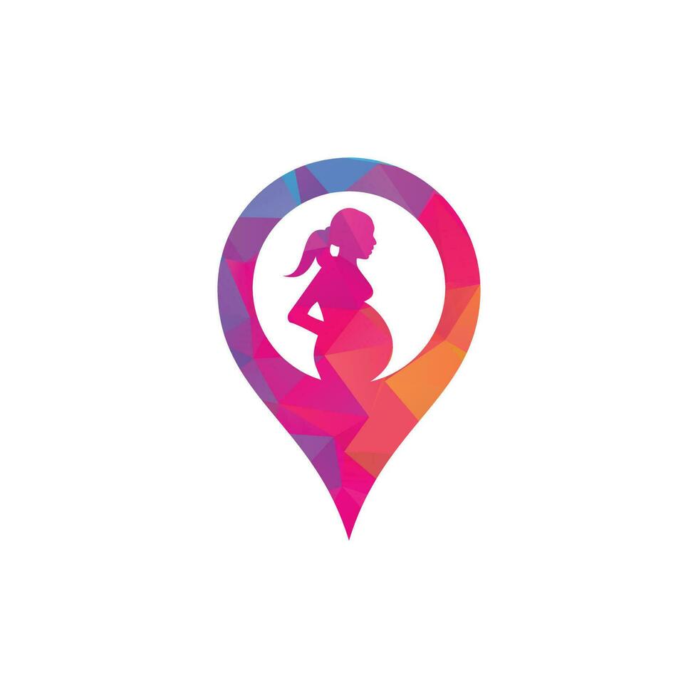 logotipo de forma gps de mujer embarazada. plantilla de icono de vector de mujeres embarazadas