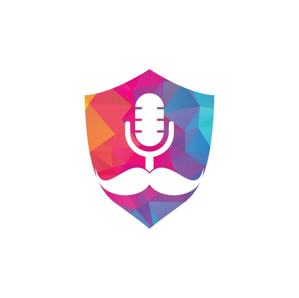 Gentleman podcast logo design template. Mustache podcast icon. vector