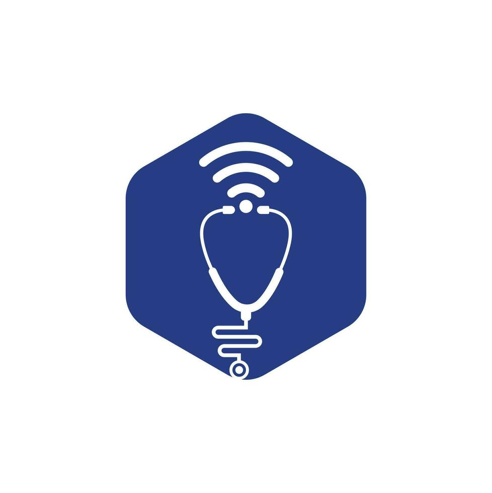 Stethoscope Wifi Medical Logo Icon Design. Stethoscope with wifi signals icon. vector