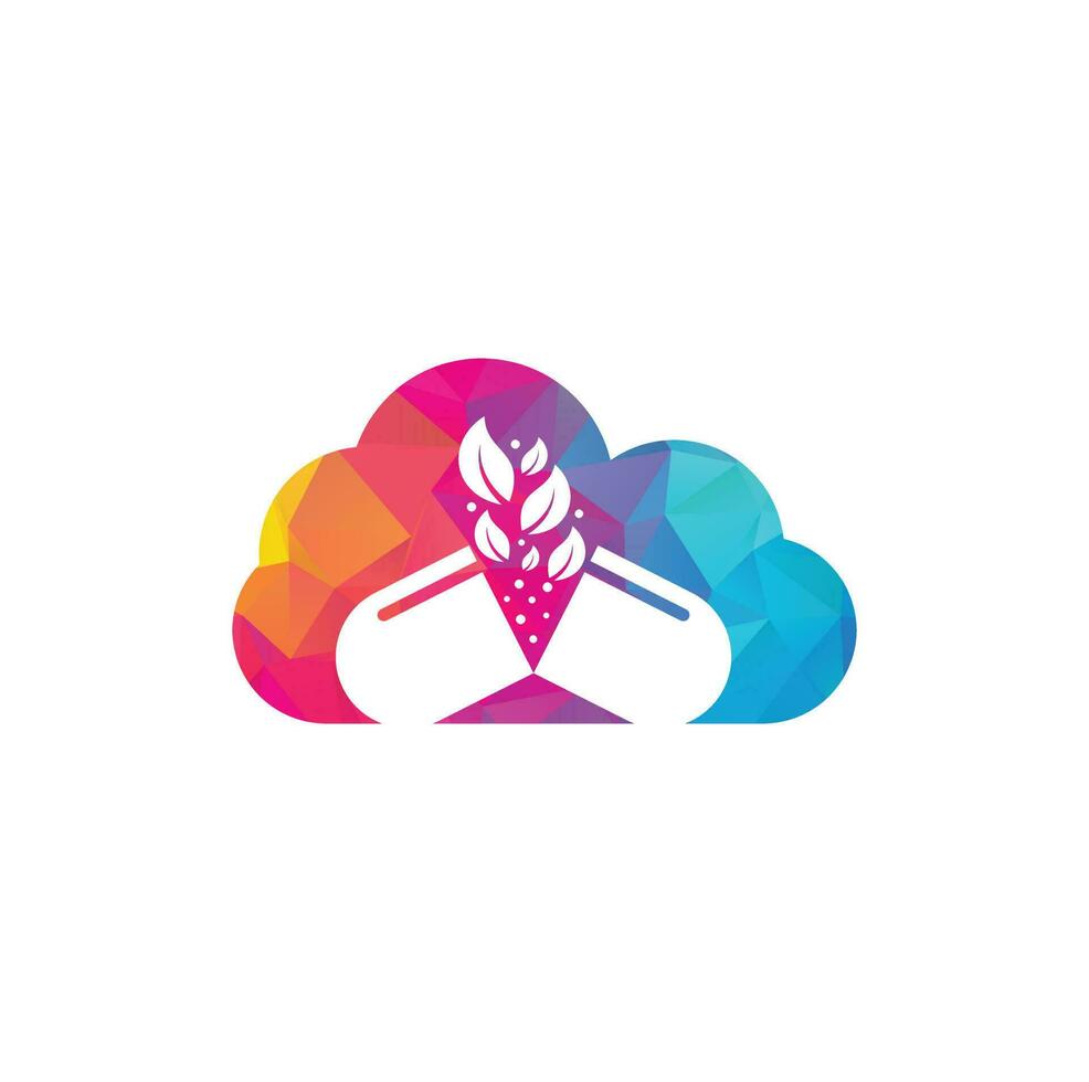 Herbal capsule cloud shape concept logo vector icon illustration Template. Capsule pharmacy medical logo template vector.