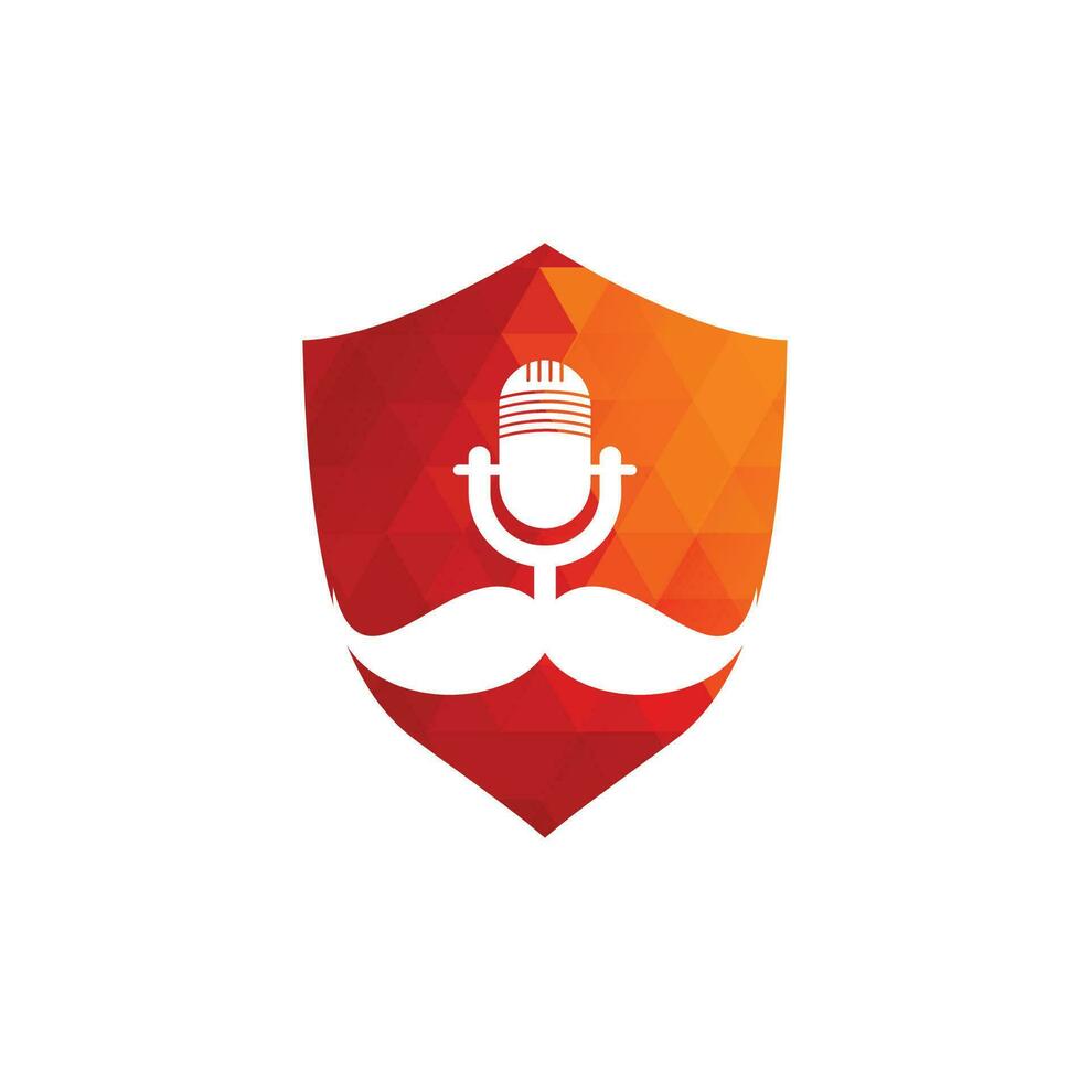 Strong podcast vector logo design template. Gentleman podcast logo design template. Mustache podcast icon.
