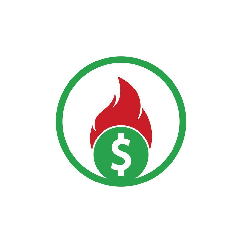 Fire Money logo design template. Money Fire Logo Template. vector