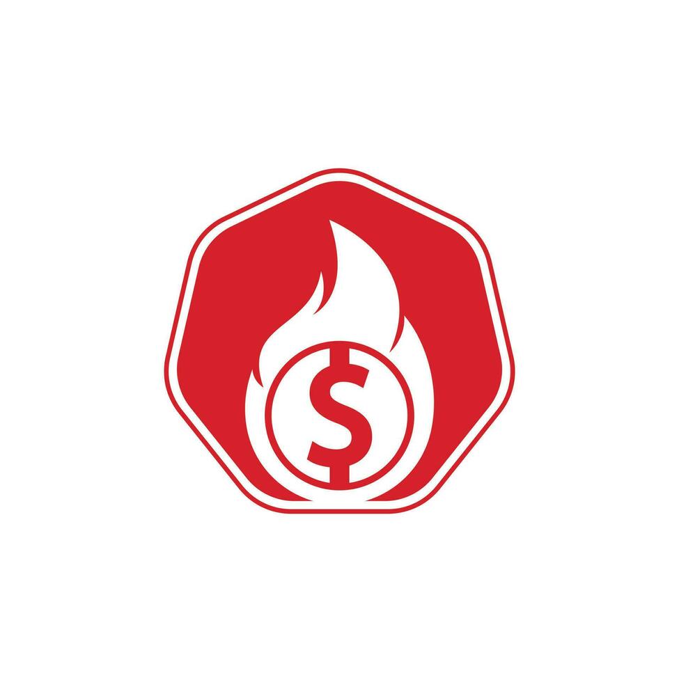 Fire Money logo design template. Money Fire Logo Template. vector