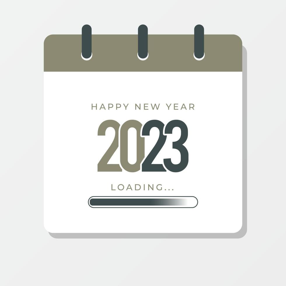 Happy new year 2023 loading with calender illustration on isolated background vector