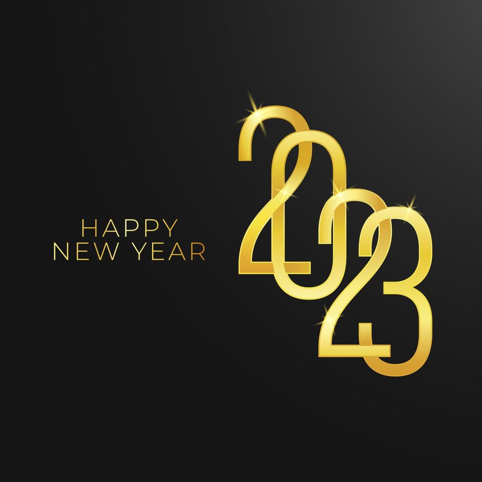 Happy New Year 2023 banner with 2023 gold color illustration on isolated background vector