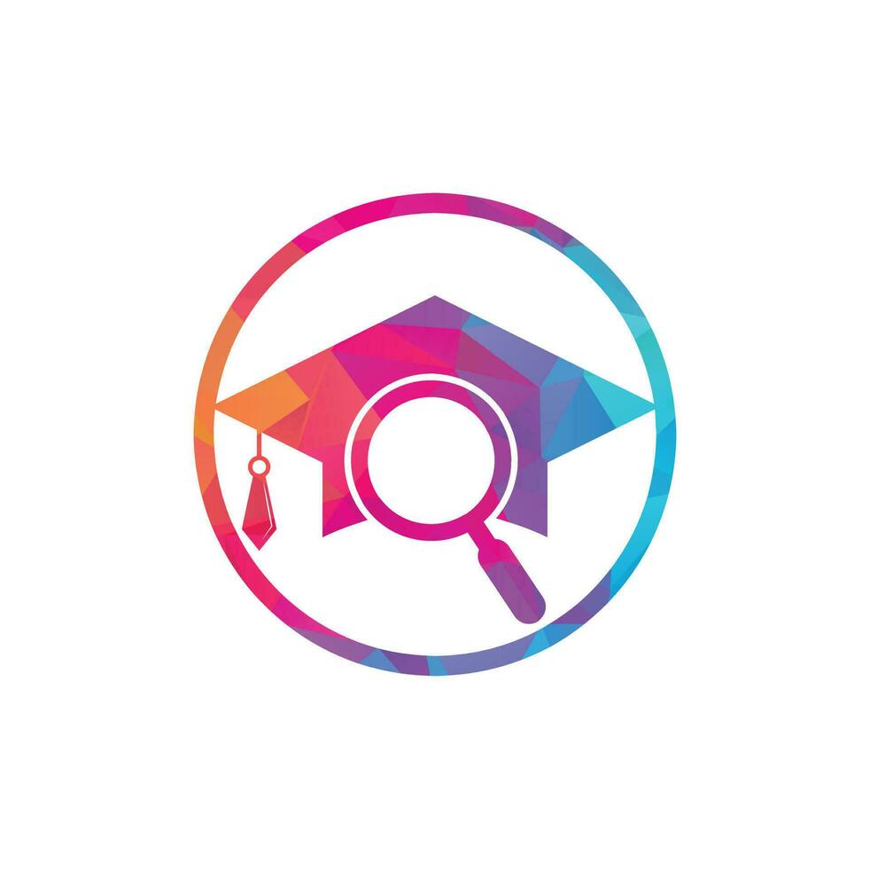 Graduate Hat and Magnifying Glass logo design. Student finder vector logo template.