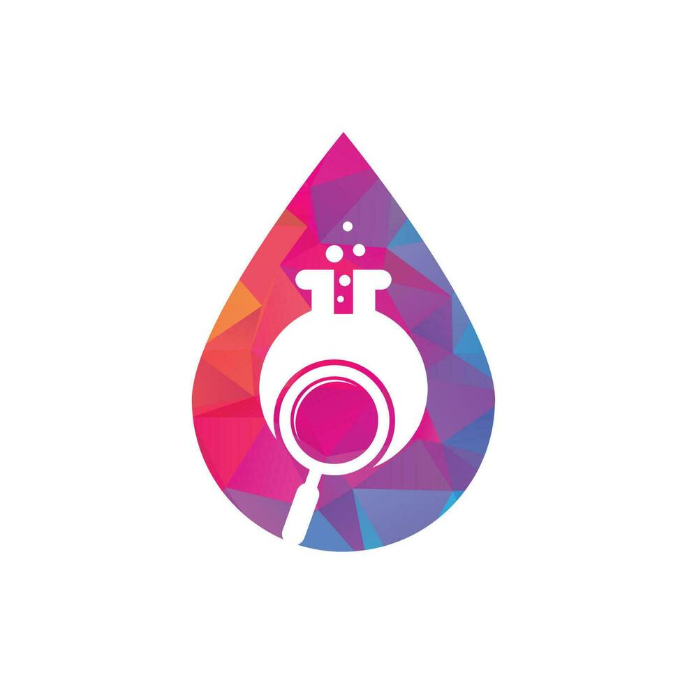 diseño de logotipo de concepto de forma de gota de laboratorio de búsqueda. encuentre la plantilla de vector de diseño de logotipo de laboratorio. diseño de icono de logotipo de búsqueda de laboratorio.