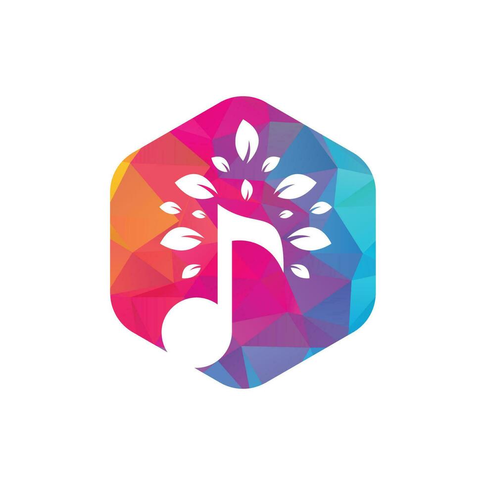 Music tree logo design. Music and eco symbol or icon. music note icon combine with tree shape icon vector