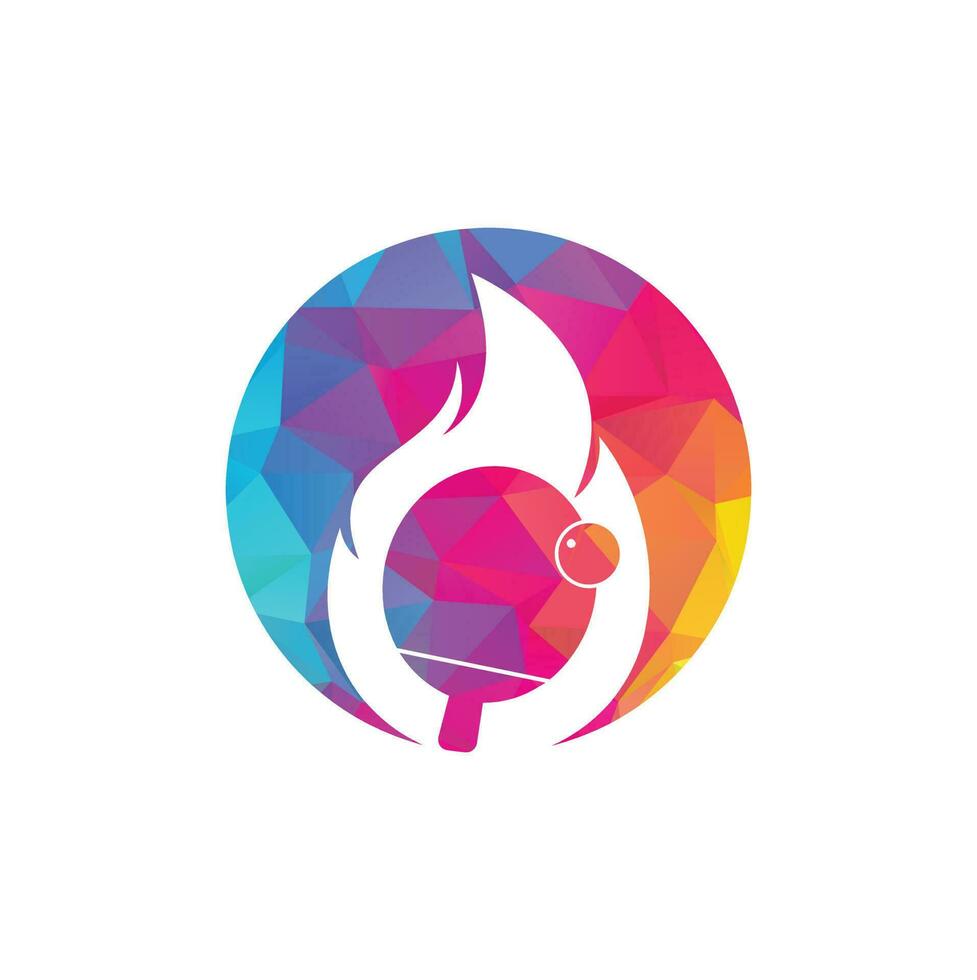 Fire and ping pong logo icon design template. Table tennis, ping pong vector icon.