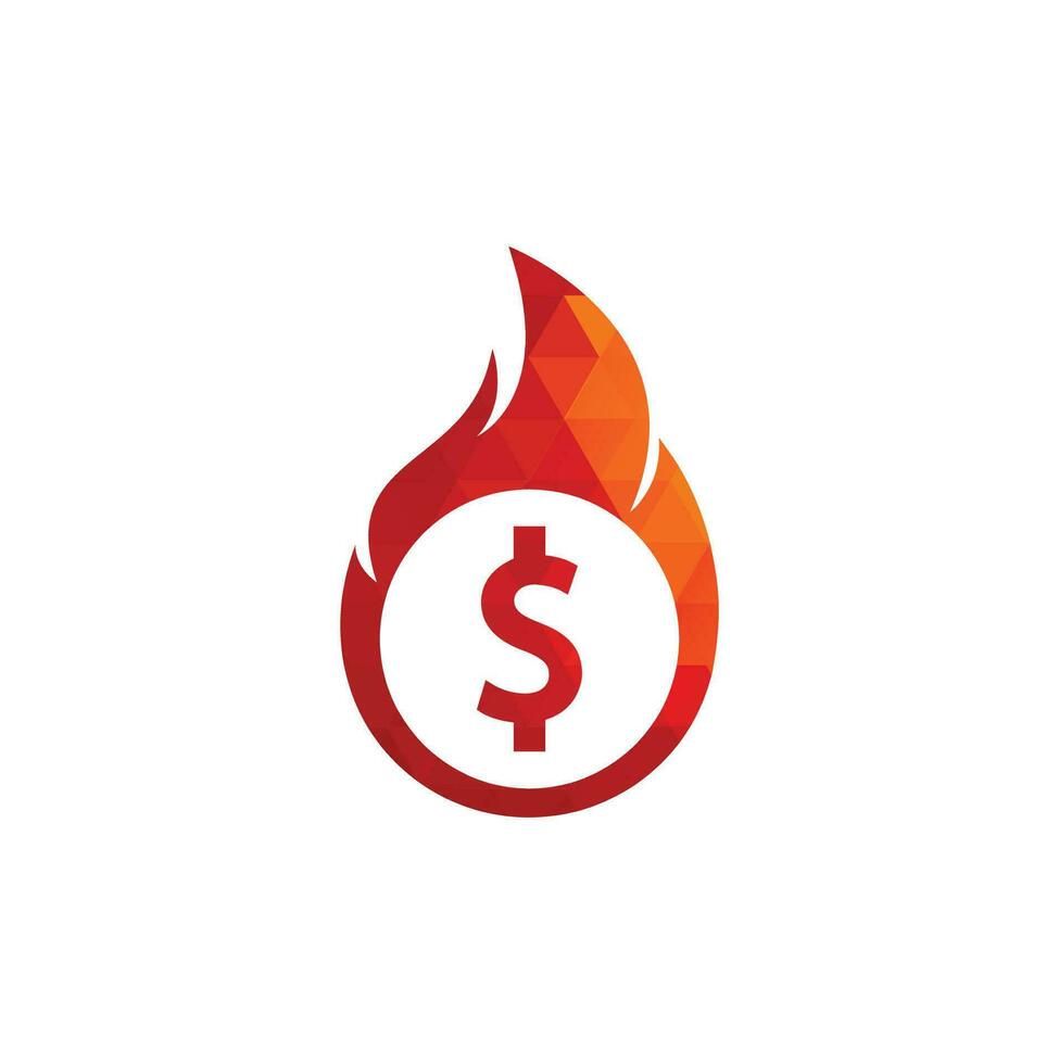 Fire Money logo design template. Money Fire Logo Template. vector