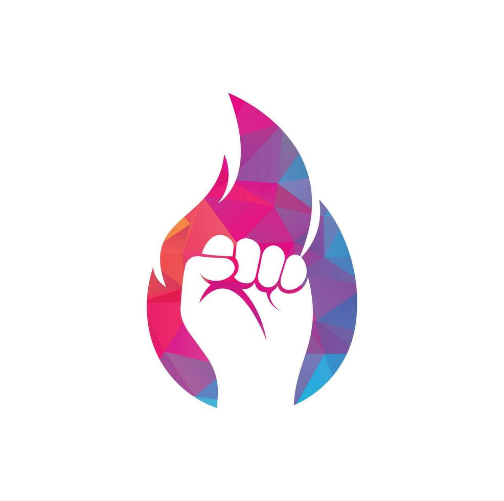 Fire Fist Logo Vector. Revolution Protest Flame Fist Symbol. Web Icon Logo Template Design Element. vector