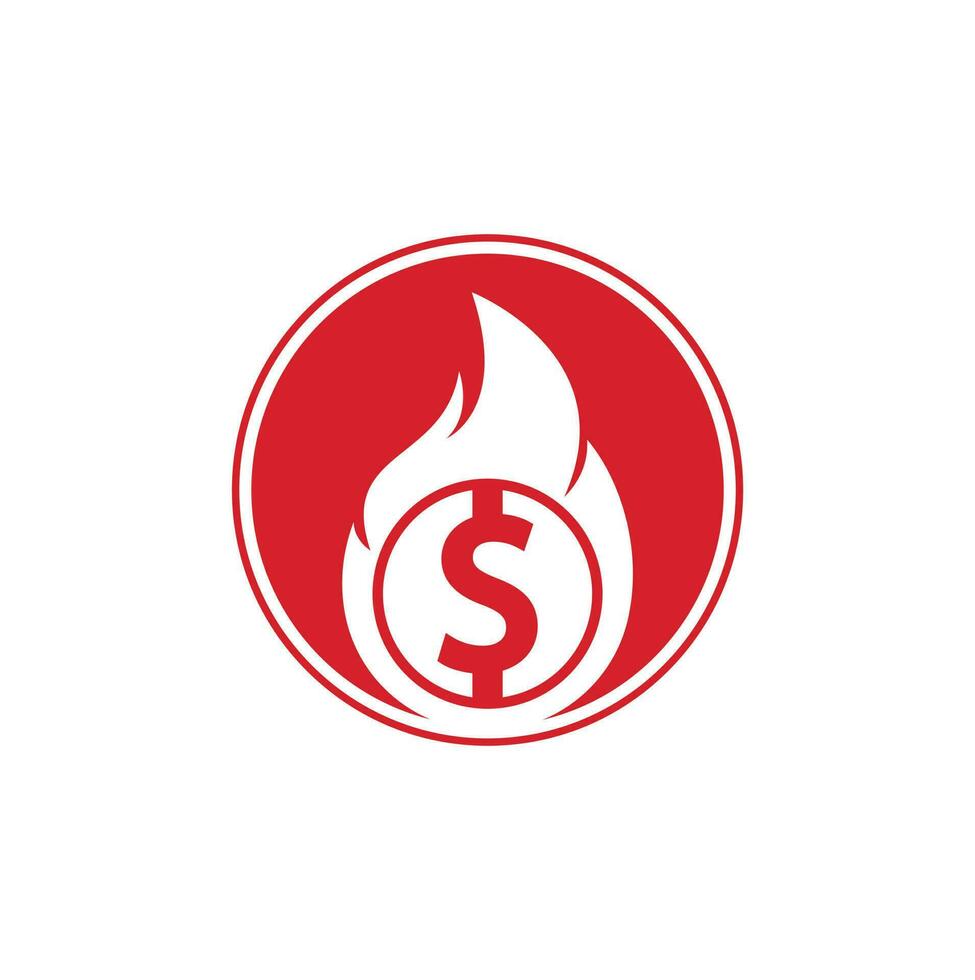 Fire Money logo design template. Money Fire Logo Template. vector