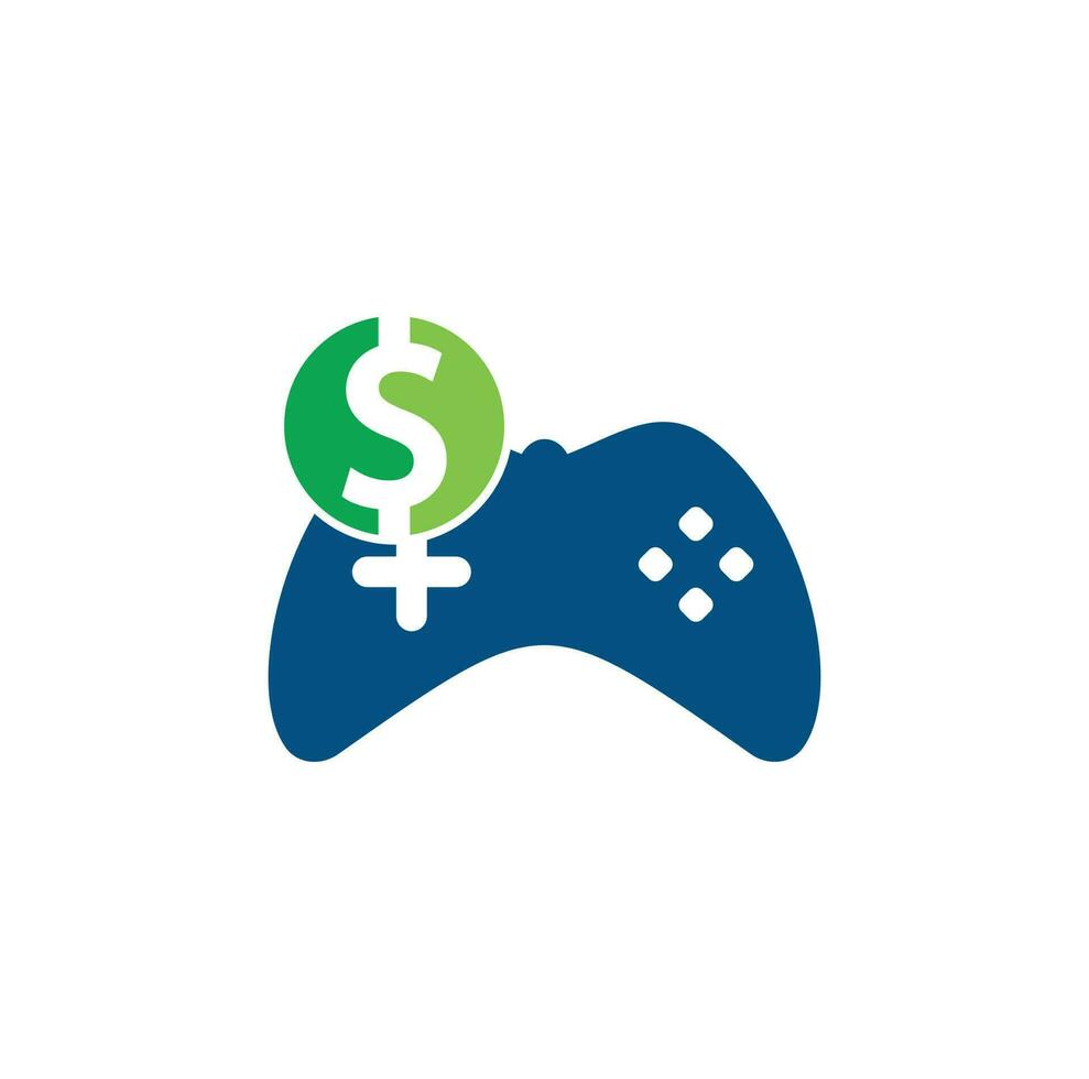 logotipo del juego de dinero. joystick juego de dinero en línea diseño de logotipo creativo vector