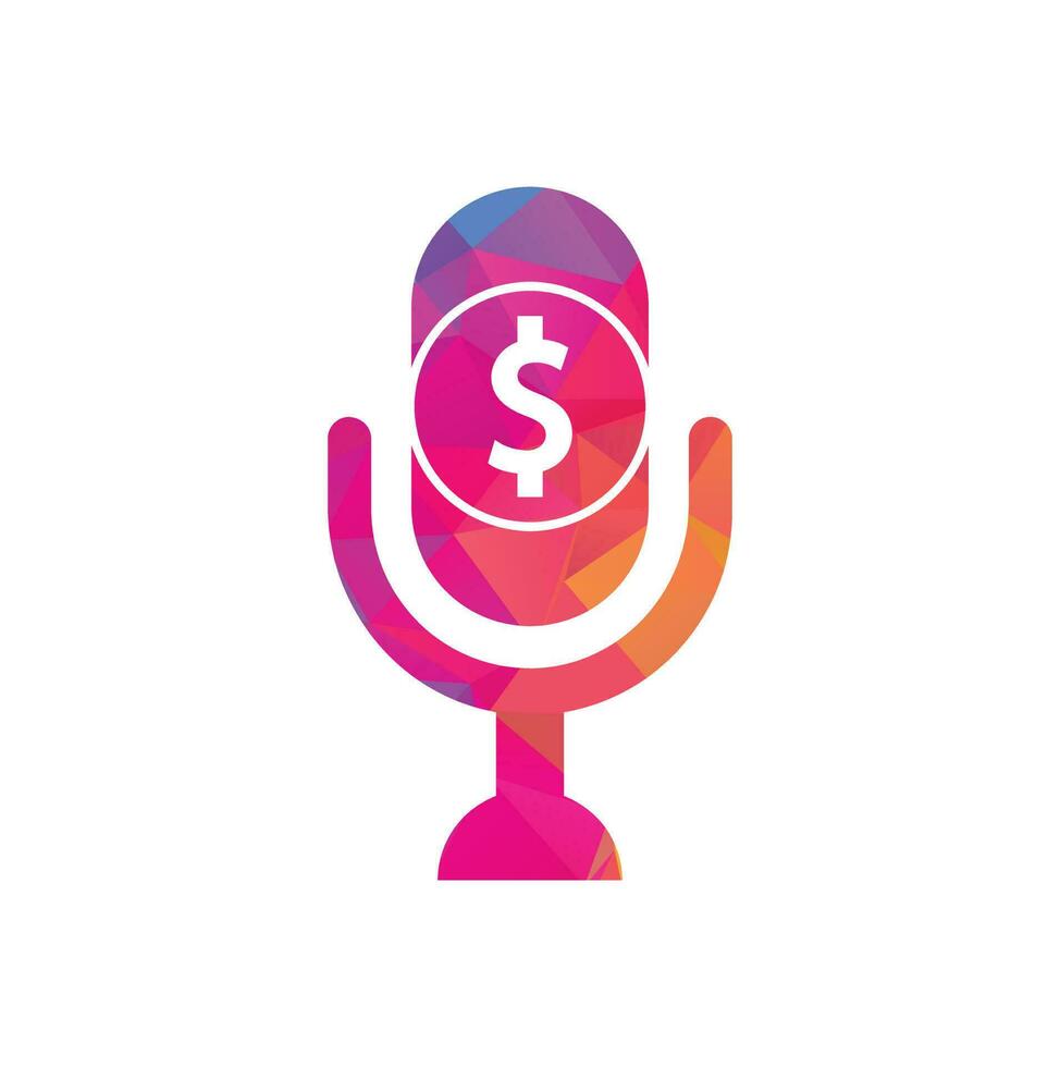 logotipo de podcast de dinero. elemento de diseño de logotipo de icono de podcast de dinero. logotipo de micrófono vector