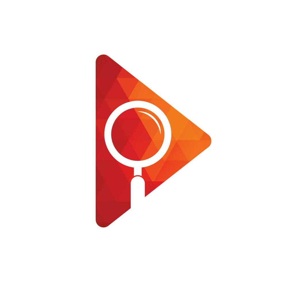 Media search play logo template. Magnifier with play symbol for search music logo design vector. play search button logo vector icon