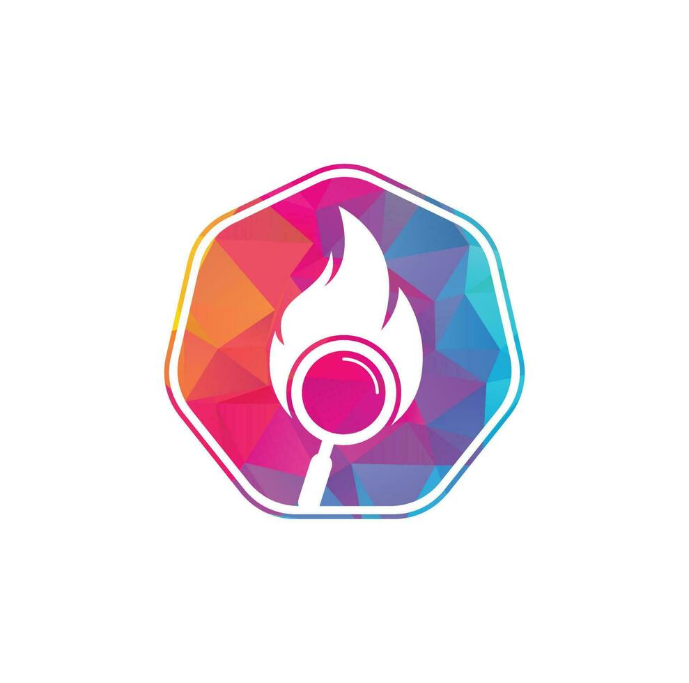 Fire Search Logo Template Design Vector. Find Fire logo design template. Fire and magnifying glass icon vector