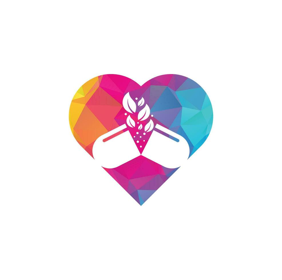 Herbal capsule heart shape concept logo vector icon illustration Template. Capsule pharmacy medical logo template vector